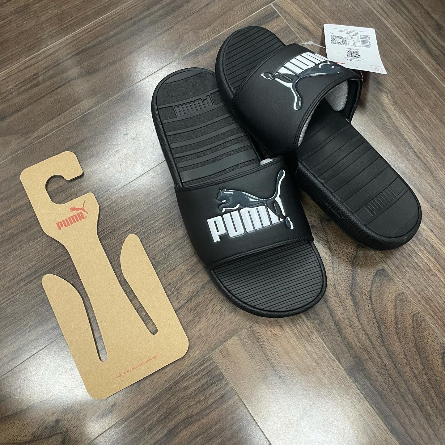 0525 - HÀNG CHÍNH HÃNG - DÉP QUAI NGANG PUMA COOL CAT MÀU ĐEN LOGO TRONG SUỐT - *BLACK/WHITE* - CODE: 383441 01