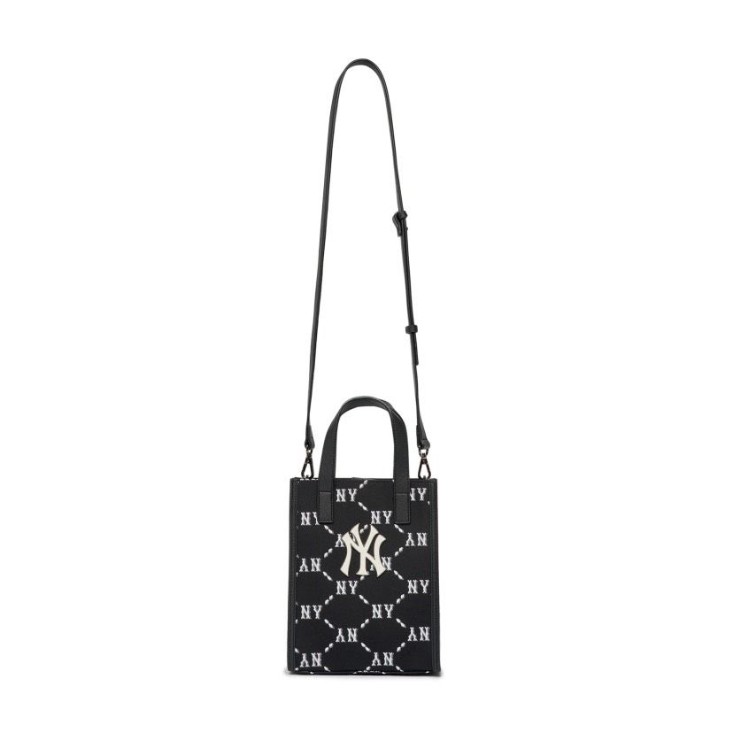 0526 - HÀNG CHÍNH HÃNG - TÚI MLB SMALL TOTE HANDPHONE DIA MONOGRAM JACQUARD NEW YORK YANKEES - CODE: 3ACRH102N-50BKS