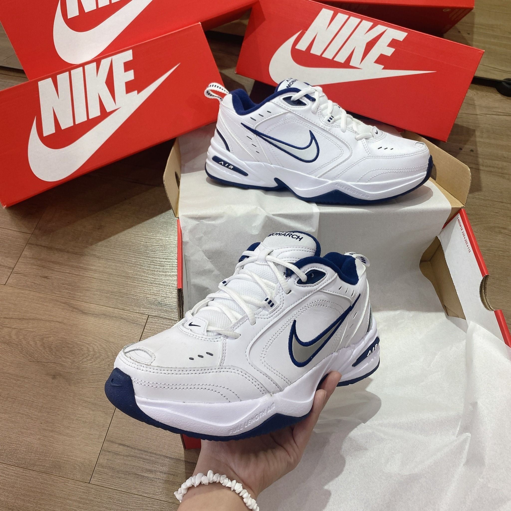 0528 - HÀNG CHÍNH HÃNG - GIÀY NIKE AIR MONARCH IV MÀU TRẮNG XANH - *WHITE/NAVY* - CODE: 415445 -102