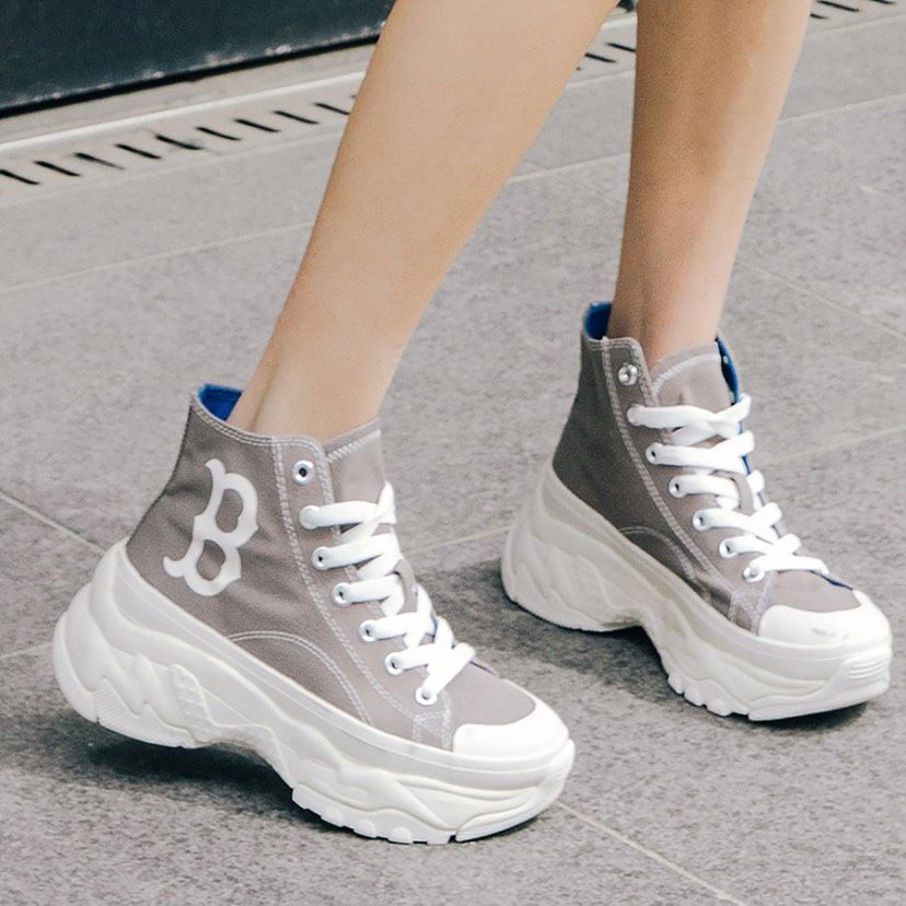 0543 - HÀNG CHÍNH HÃNG - GIÀY MLB CHUNKY HIGH - CỔ CAO (MÀU BE ) - *GREY/BEIGE* - CODE: 32SHU1111-43M