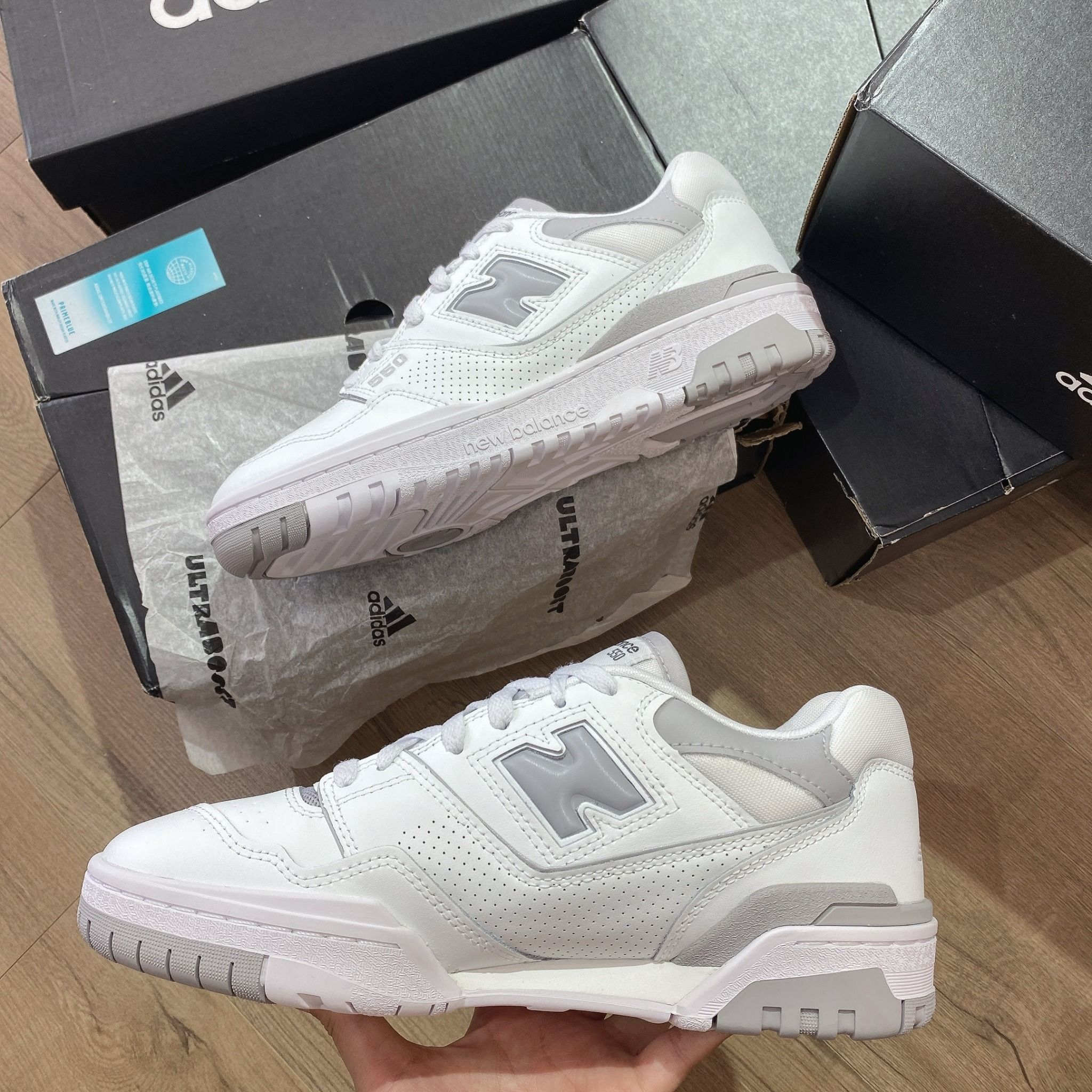 0551 - HÀNG CHÍNH HÃNG - GIÀY NEW BALANCE 550 MÀU TRẮNG LOGO XÁM - *GREY/WHITE* - CODE: BBW550BB