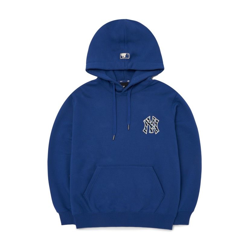 0510 - HÀNG CHÍNH HÃNG - ÁO HOODIE TAY DÀI CÓ MŨ MLB HOẠ TIẾT NY ZICZAC MÀU *DARK BLUE/XANH DƯƠNG* 2022