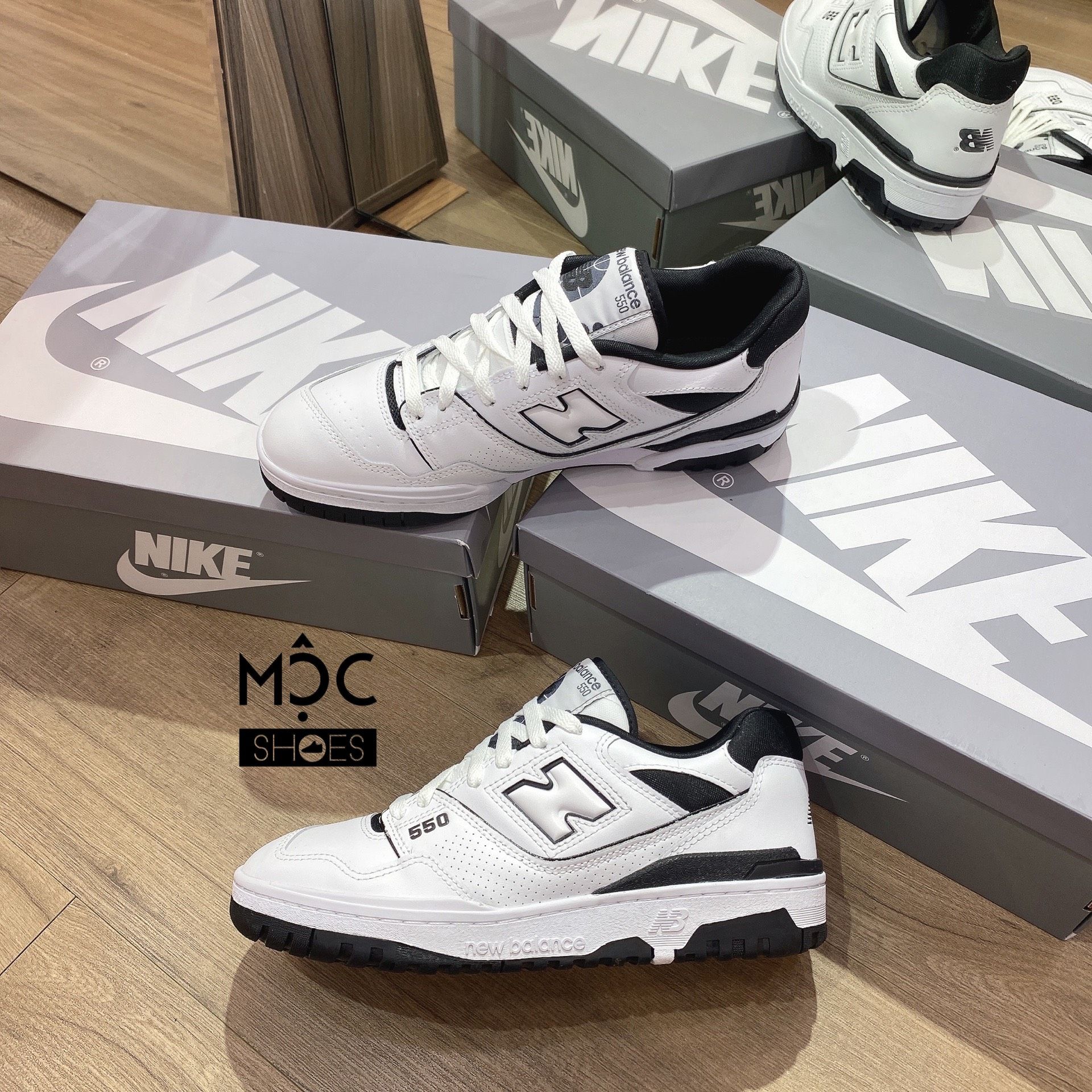 0594 - HÀNG CHÍNH HÃNG - GIÀY NEW BALANCE 550 MÀU OFFWHITE TRẮNG ĐEN - *WHITE/BLACK* - CODE: BB550HA1