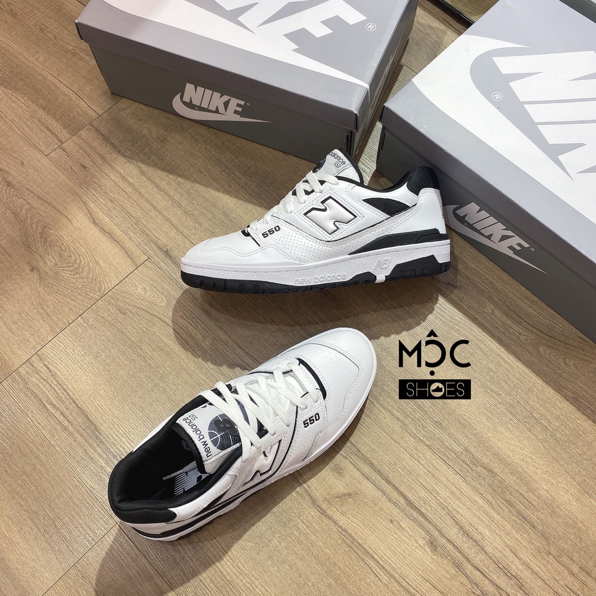 0594 - HÀNG CHÍNH HÃNG - GIÀY NEW BALANCE 550 MÀU OFFWHITE TRẮNG ĐEN - *WHITE/BLACK* - CODE: BB550HA1