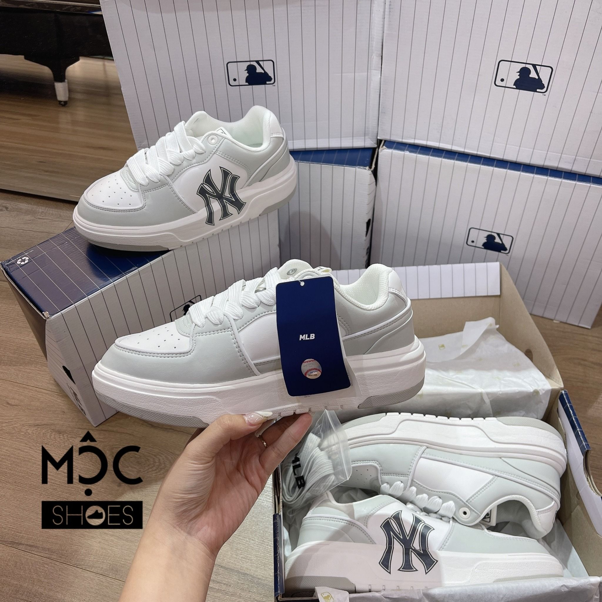 0574 - HÀNG CHÍNH HÃNG - GIÀY MLB CHUNKY LINER NEW YORK YANKEE MÀU XÁM -*ICE GREY* - CODE: 3ASXCA12N - 50GRL