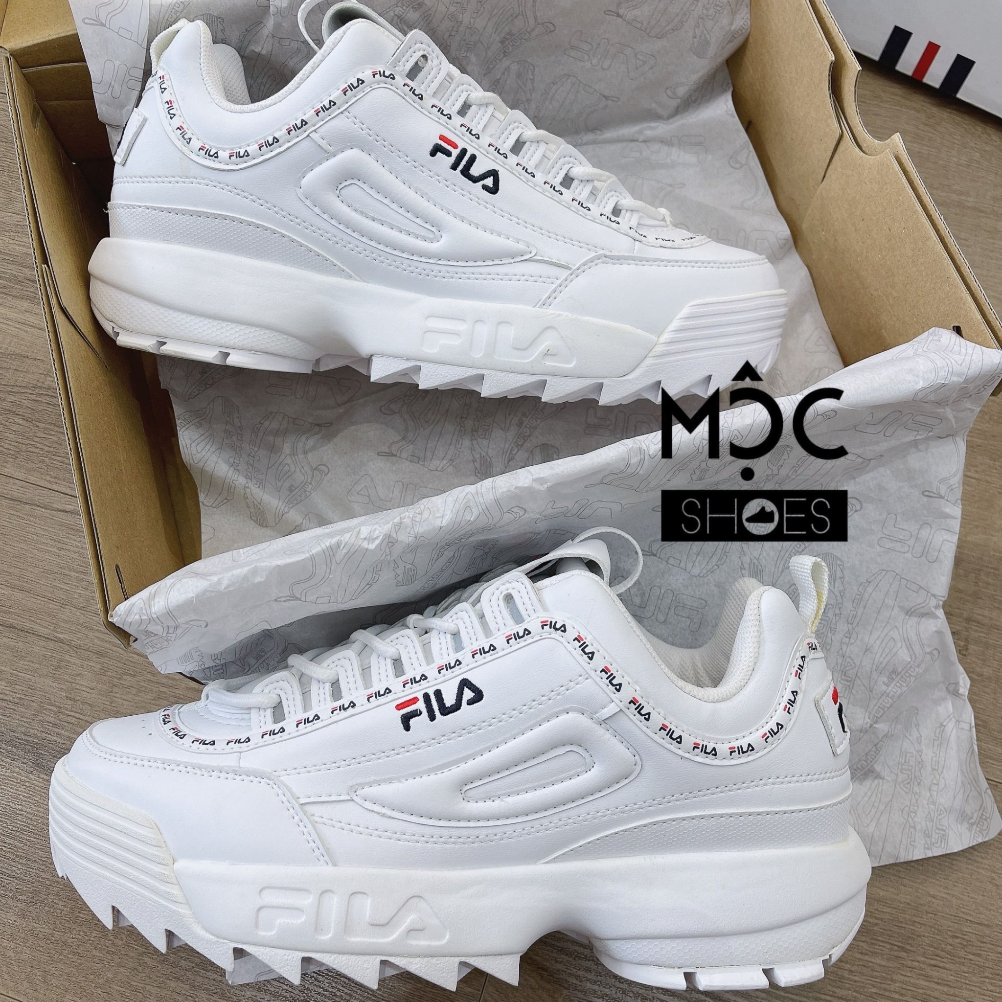 0580 - HÀNG CHÍNH HÃNG - GIÀY FILA DISRUPTOR 2 TAPE MÀU TRẮNG - *WHITE* - CODE: FS1HTA3091X_WWT