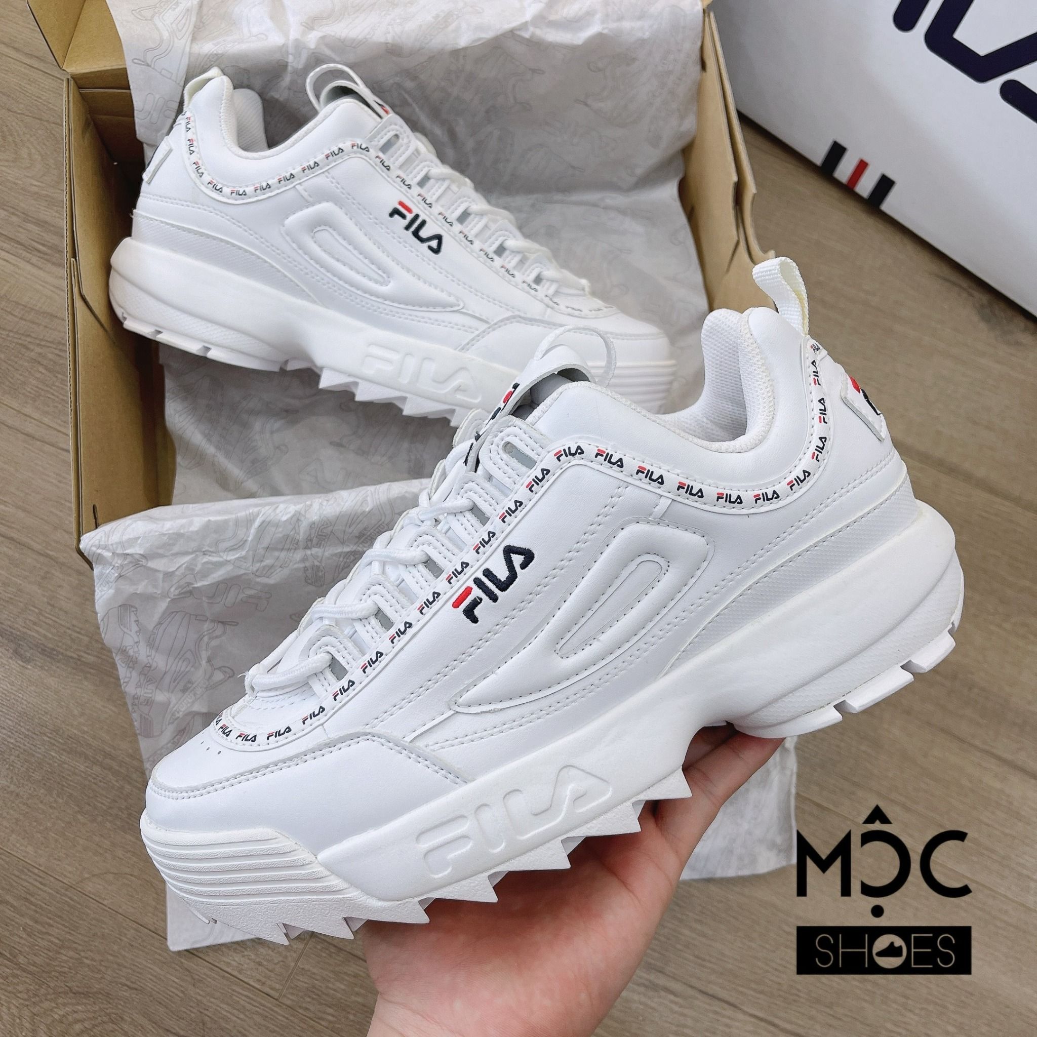0580 - HÀNG CHÍNH HÃNG - GIÀY FILA DISRUPTOR 2 TAPE MÀU TRẮNG - *WHITE* - CODE: FS1HTA3091X_WWT