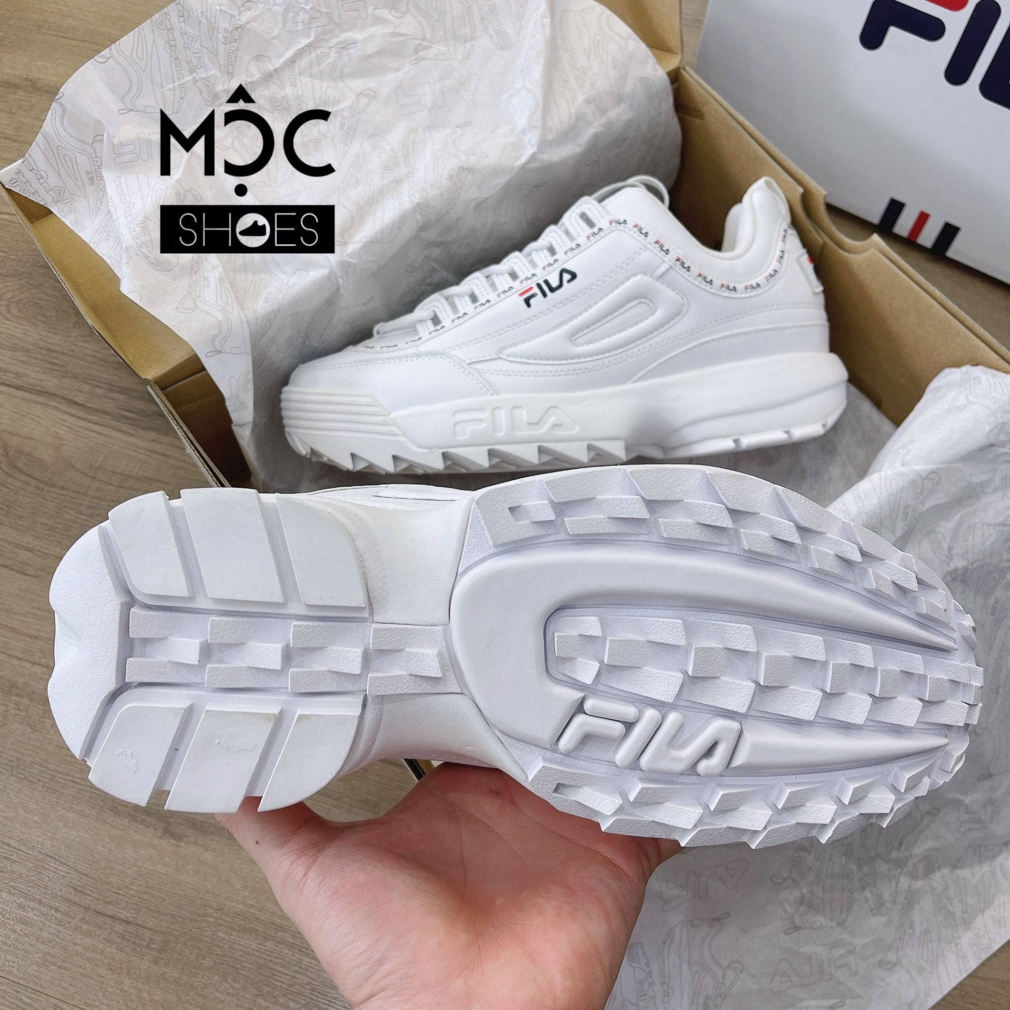 0580 - HÀNG CHÍNH HÃNG - GIÀY FILA DISRUPTOR 2 TAPE MÀU TRẮNG - *WHITE* - CODE: FS1HTA3091X_WWT