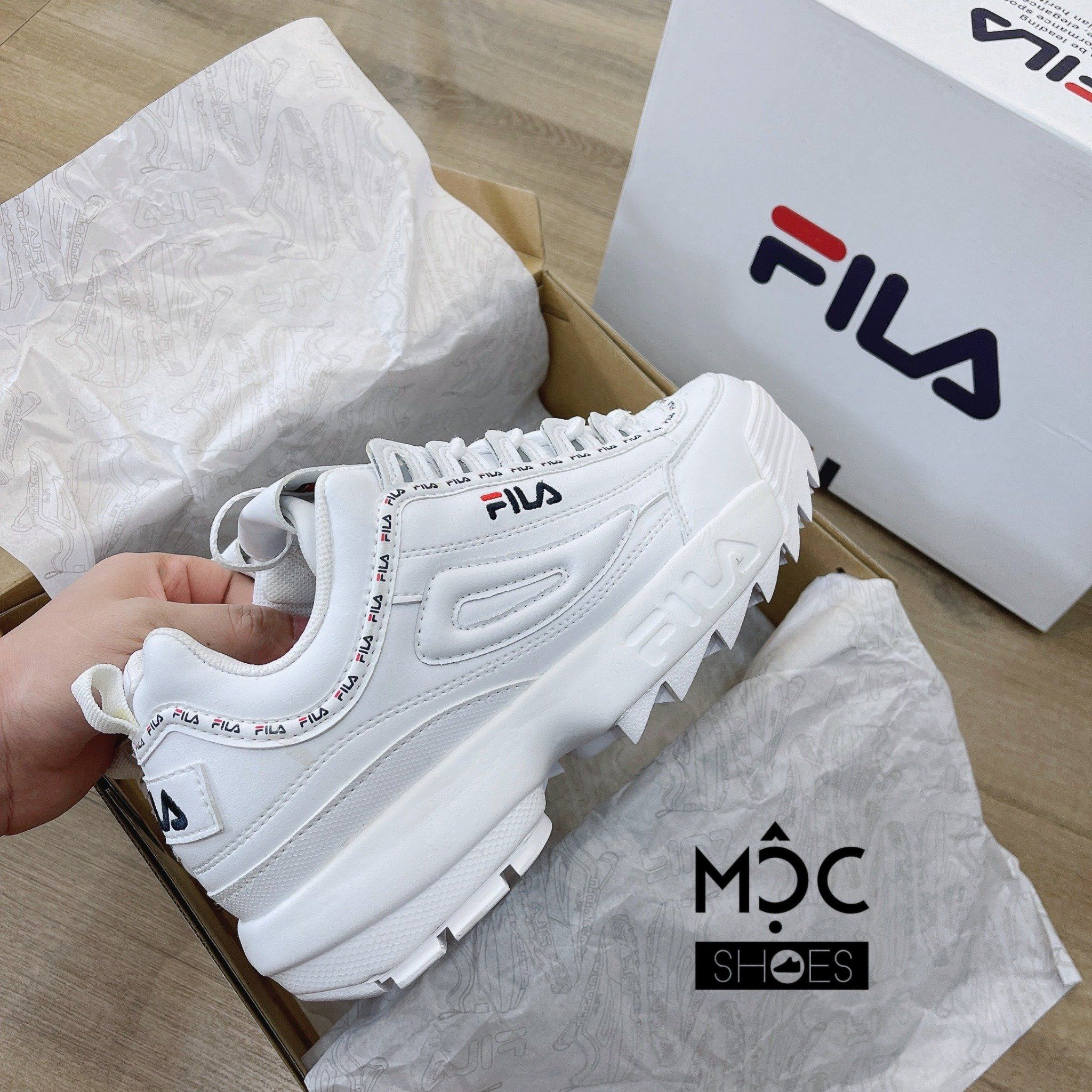0580 - HÀNG CHÍNH HÃNG - GIÀY FILA DISRUPTOR 2 TAPE MÀU TRẮNG - *WHITE* - CODE: FS1HTA3091X_WWT