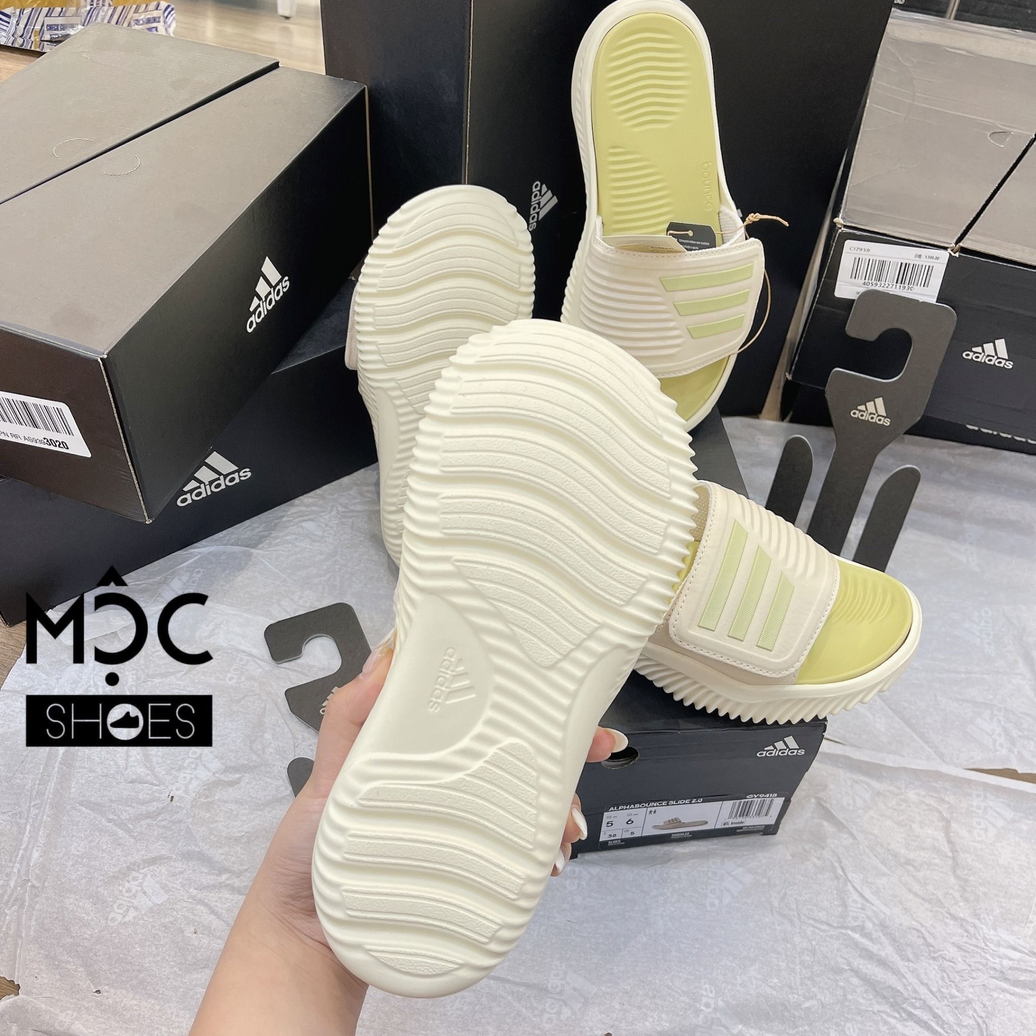 0572 - HÀNG CHÍNH HÃNG - DÉP QUAI NGANG ADIDAS ALPHA BOUNCE 2.0 MÀU SANDY BEIGE - *BEIGE* - CODE: GY9418