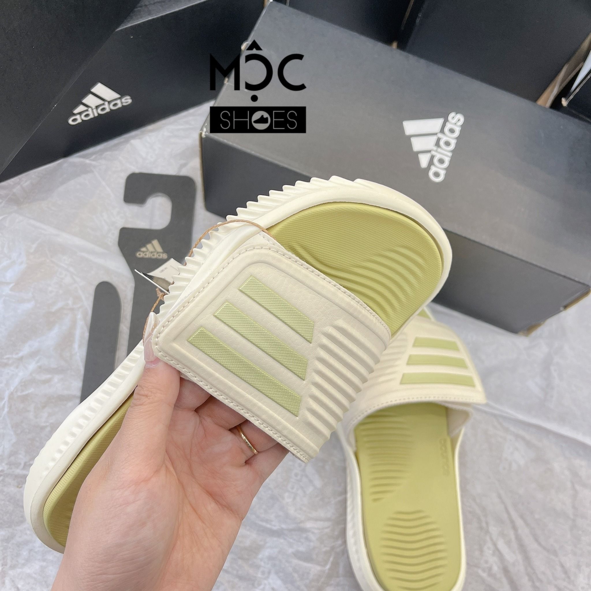 0572 - HÀNG CHÍNH HÃNG - DÉP QUAI NGANG ADIDAS ALPHA BOUNCE 2.0 MÀU SANDY BEIGE - *BEIGE* - CODE: GY9418