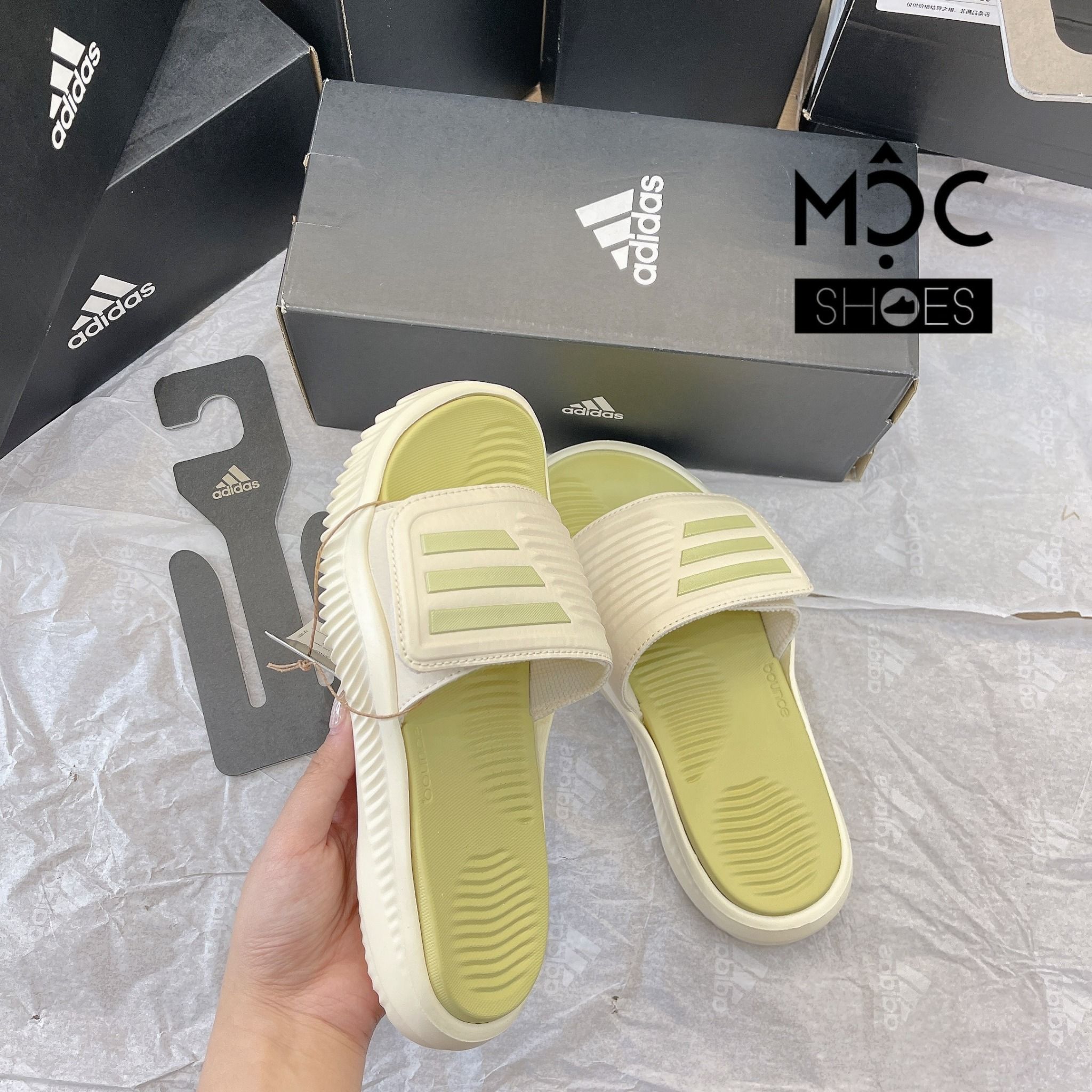 0572 - HÀNG CHÍNH HÃNG - DÉP QUAI NGANG ADIDAS ALPHA BOUNCE 2.0 MÀU SANDY BEIGE - *BEIGE* - CODE: GY9418