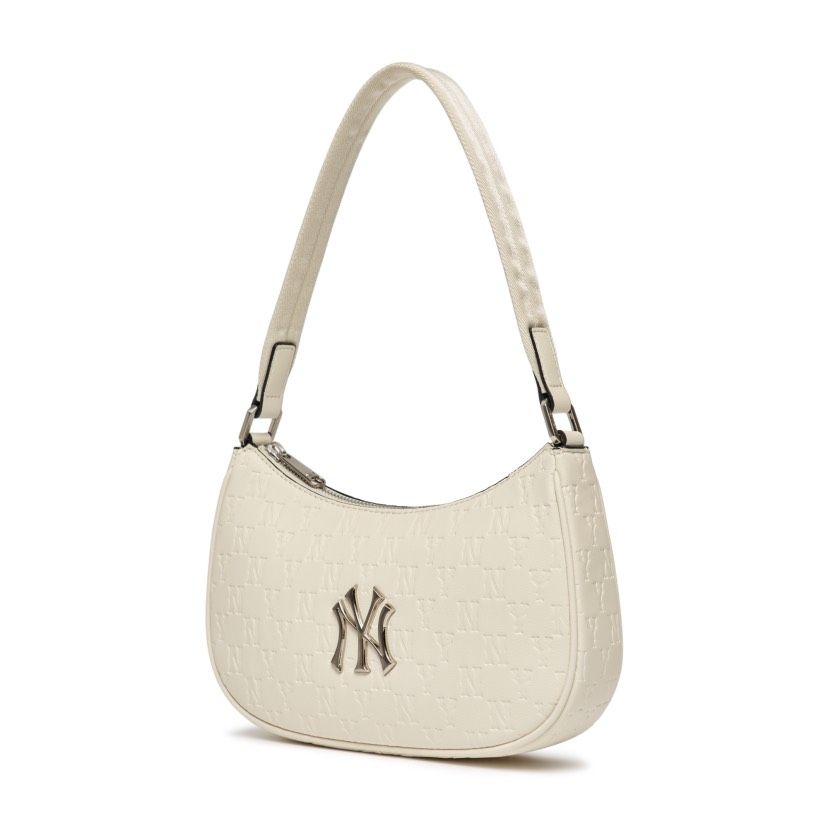 0576 - HÀNG CHÍNH HÃNG - TÚI KẸP NÁCH HOBO NEW YORK YANKEES HỌA TIẾT MONOGRAM IN NỔI CỔ ĐIỂN MÀU KEM - *CREAM* - CODE: 3ABQS022N-50CRS