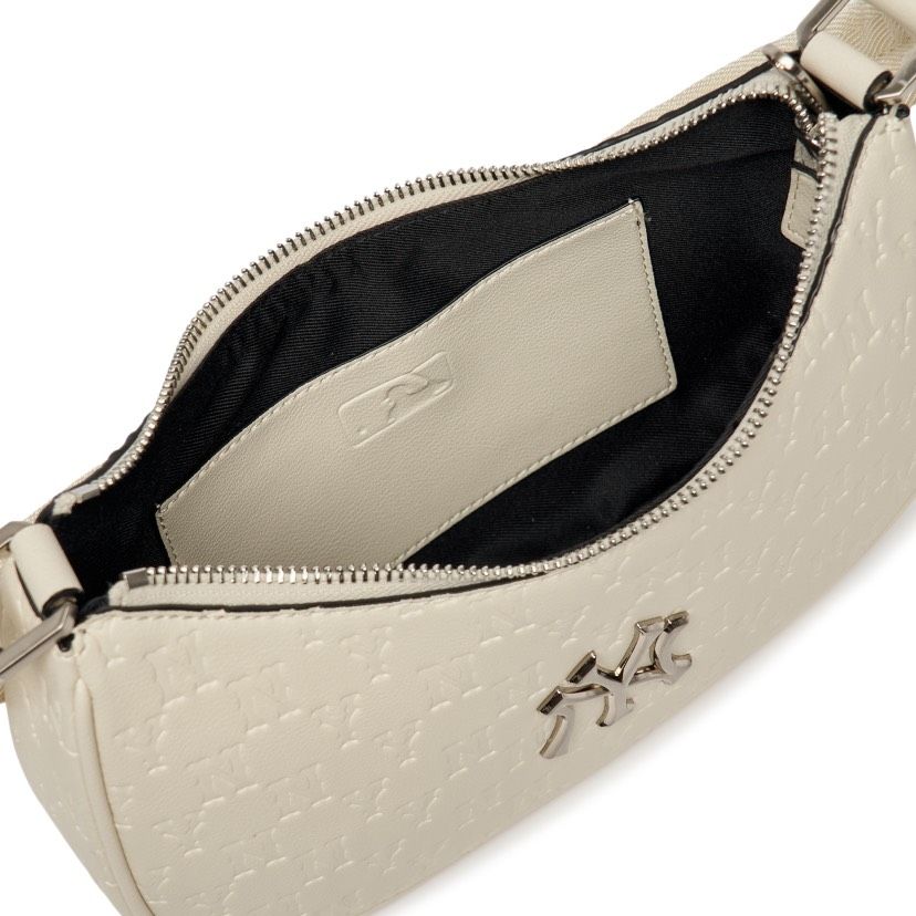 0576 - HÀNG CHÍNH HÃNG - TÚI KẸP NÁCH HOBO NEW YORK YANKEES HỌA TIẾT MONOGRAM IN NỔI CỔ ĐIỂN MÀU KEM - *CREAM* - CODE: 3ABQS022N-50CRS