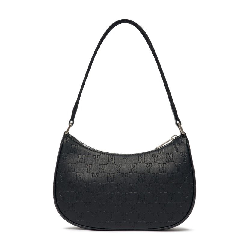 0577 - HÀNG CHÍNH HÃNG - TÚI KẸP NÁCH HOBO NEW YORK YANKEES HỌA TIẾT MONOGRAM IN NỔI CỔ ĐIỂN MÀU ĐEN - *BLACK* - CODE: 3ABQS022N-50BKS