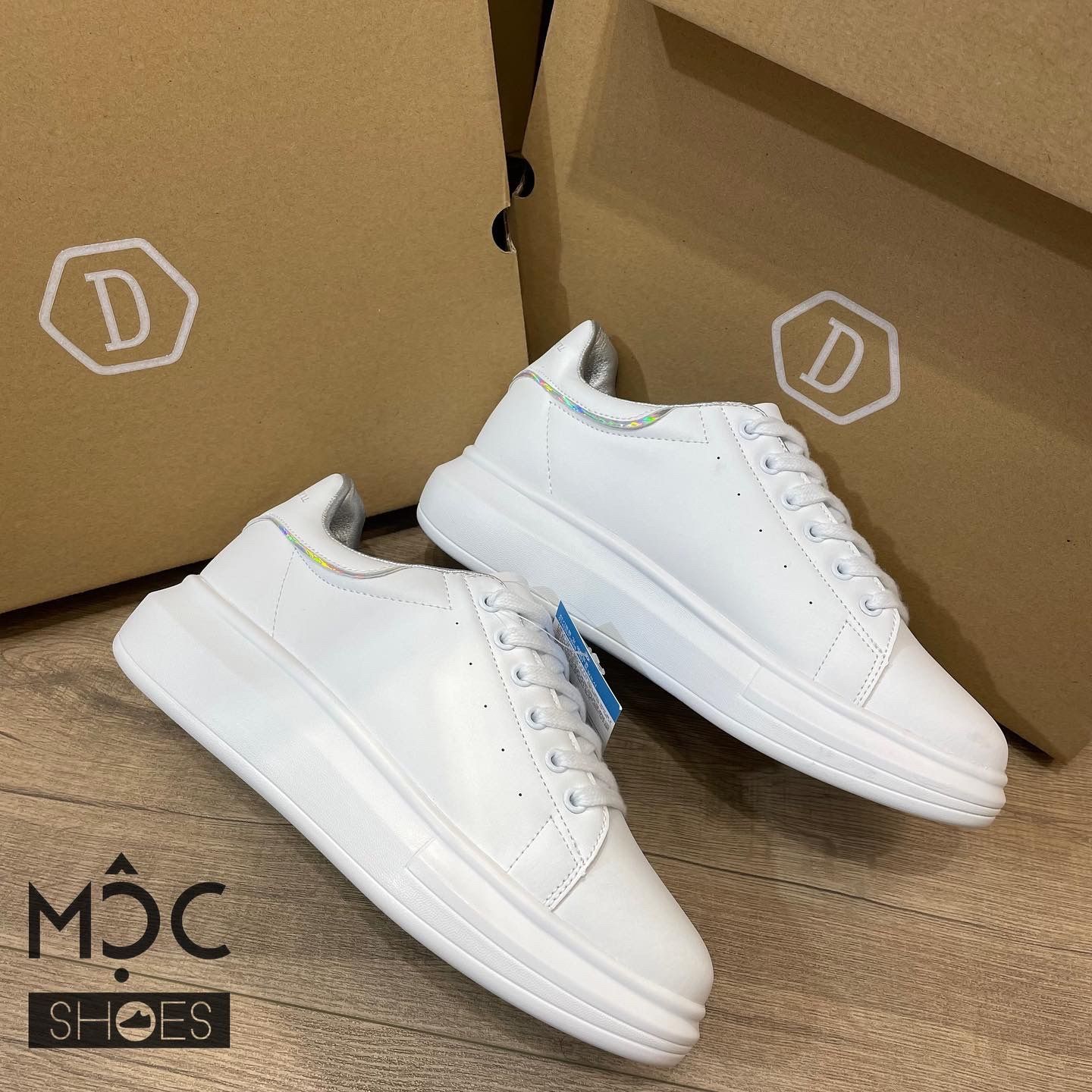 0672 - HÀNG CHÍNH HÃNG - GIÀY DOMBA HIGH POINT PS MÀU TRẮNG GÓT VIỀN HOLOGRAM - *WHITE/PRISM* - CODE: H-9015