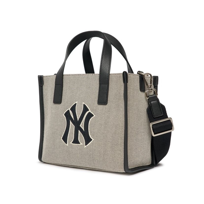 0635 - HÀNG CHÍNH HÃNG - TÚI ĐEO CHÉO MLB SMALL TOTE BASIC LOGO CANVAS NY MÀU ĐEN - *BLACK* - CODE: 3AORS062N-50BKS