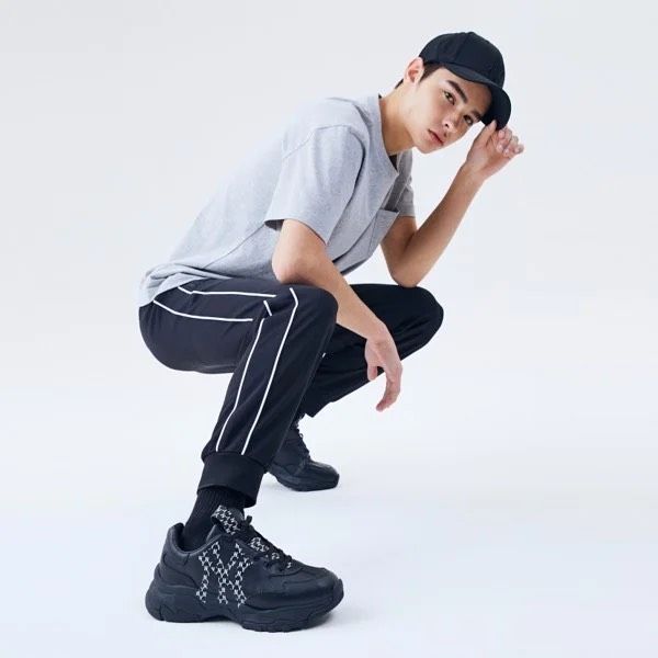 0640 - HÀNG CHÍNH HÃNG - GIÀY SNEAKER MLB BIG BALL CHUNKY MONOGRAM LT NEW YORK MÀU ĐEN - *BLACK* - CODE: 32SHCM011 - 50L