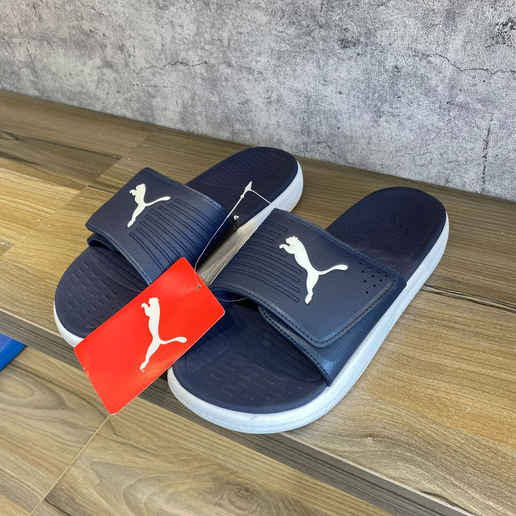0669 - HÀNG CHÍNH HÃNG - DÉP QUAI DÁN PUMA SOFTRIDE MÀU XANH NAVY - *NAVY/WHITE* - CODE: 382112-06