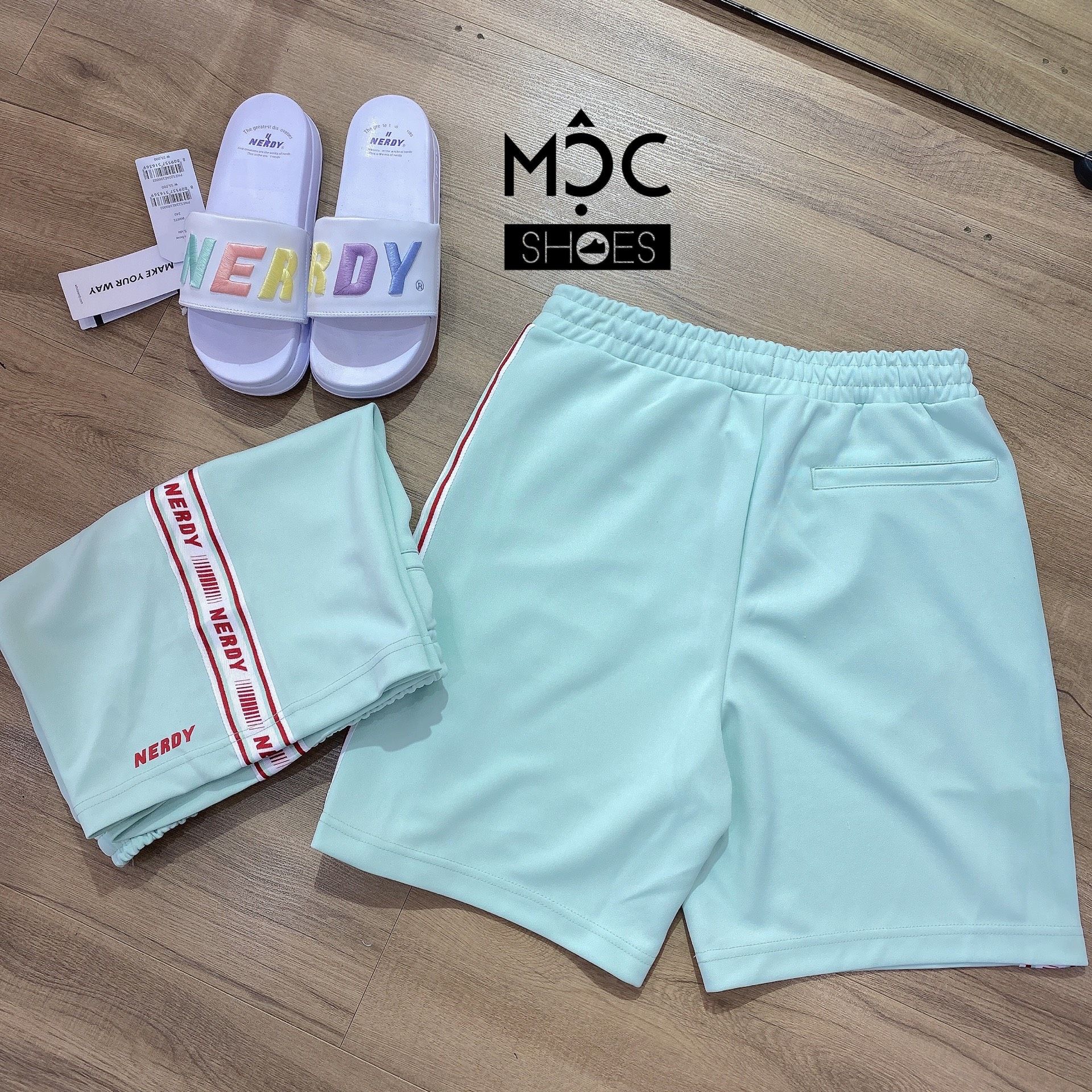 0710 - HÀNG CHÍNH HÃNG - QUẦN SHORT ĐÙI NERDY LINE MÀU XANH MINT 2022 - *MINT/RED* - CODE