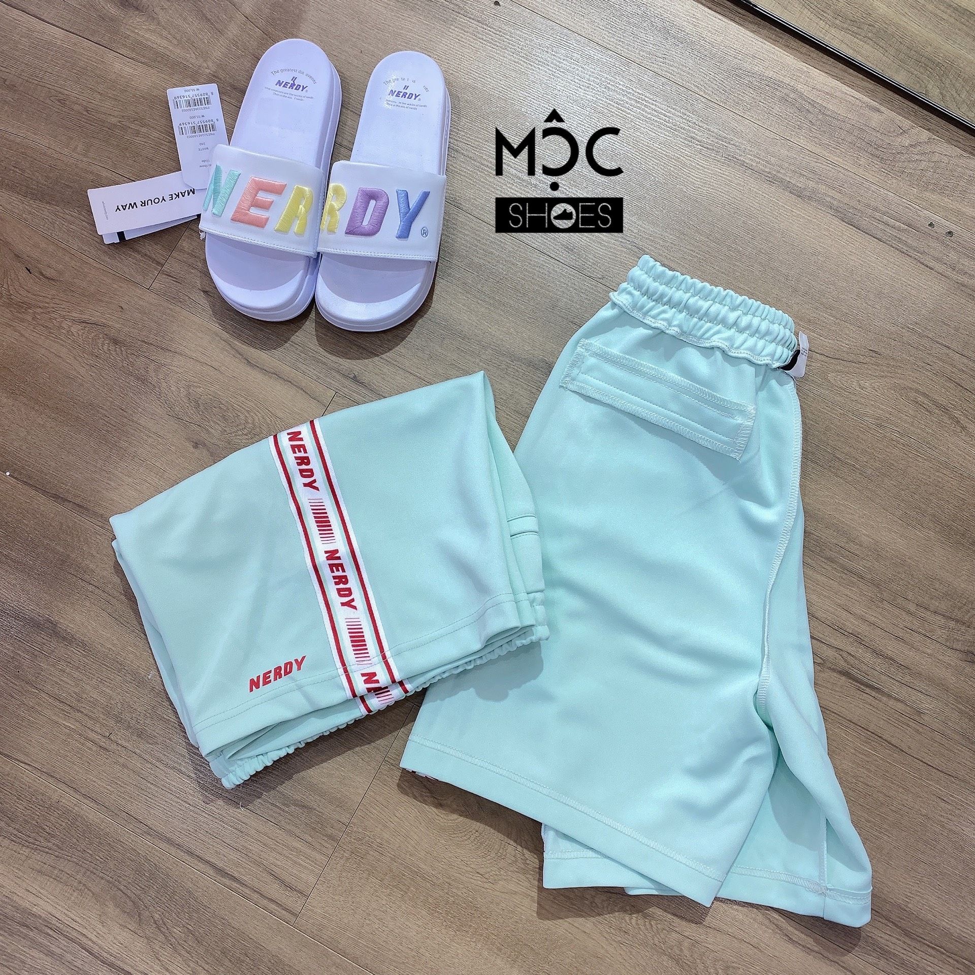 0710 - HÀNG CHÍNH HÃNG - QUẦN SHORT ĐÙI NERDY LINE MÀU XANH MINT 2022 - *MINT/RED* - CODE