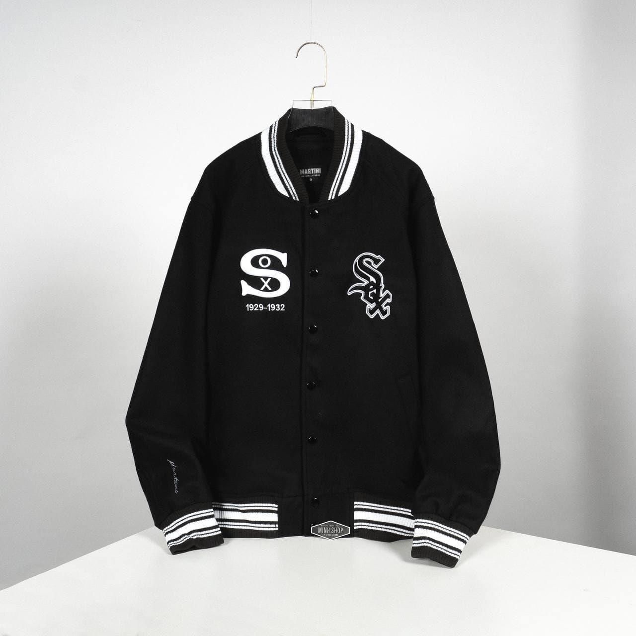 0716 - HÀNG CHÍNH HÃNG - ÁO KHOÁC BÓNG CHÀY VARSITY MARTINY X MLB CHICAGO MÀU ĐEN 2022 - *BLACK*