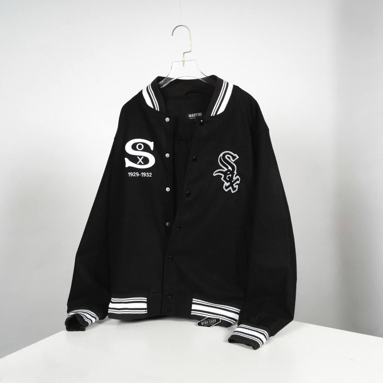 0716 - HÀNG CHÍNH HÃNG - ÁO KHOÁC BÓNG CHÀY VARSITY MARTINY X MLB CHICAGO MÀU ĐEN 2022 - *BLACK*