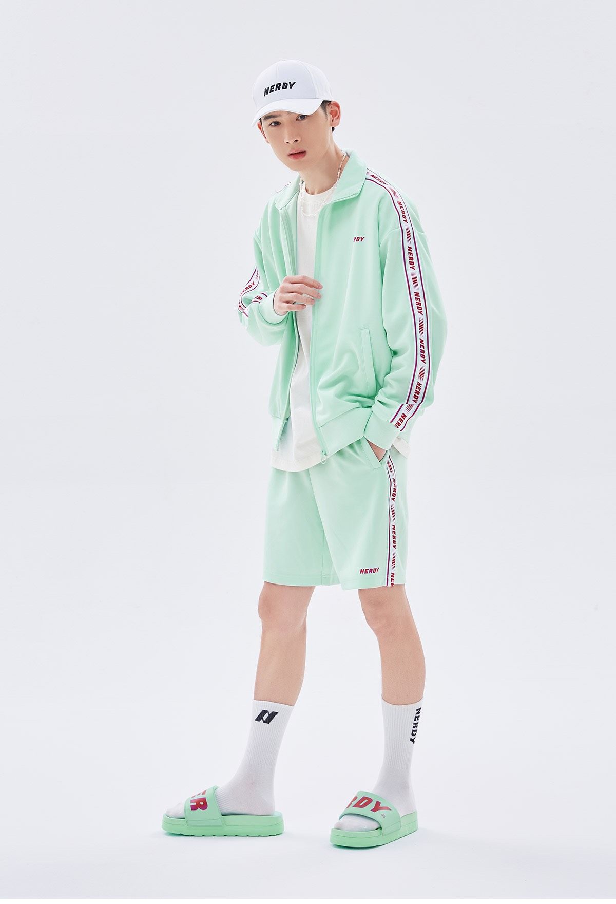 0710 - HÀNG CHÍNH HÃNG - QUẦN SHORT ĐÙI NERDY LINE MÀU XANH MINT 2022 - *MINT/RED* - CODE