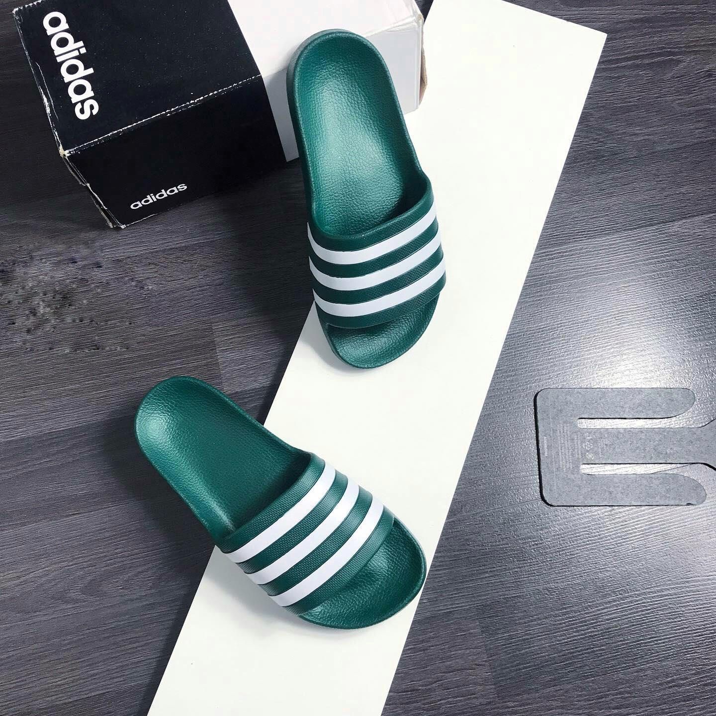 0721 - HÀNG CHÍNH HÃNG - DÉP ĐÚC ADIDAS ADILETTE AQUA SLIDE MÀU XANH LÁ SỌC TRẮNG - *GREEN/WHITE* - CODE: F35537