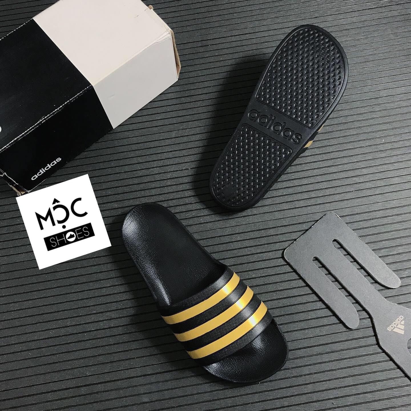 0735 - HÀNG CHÍNH HÃNG - DÉP ĐÚC ADIDAS AQUA SLIDE - MÀU ĐEN SỌC VÀNG GOLD - *BLACK/GOLD* - CODE: EG1758