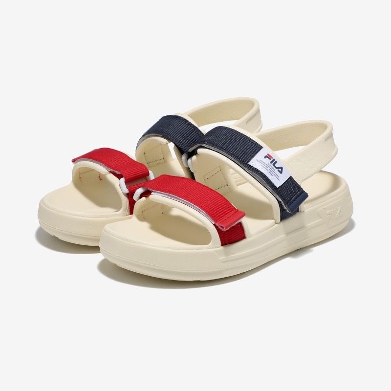 0740 - HÀNG CHÍNH HÃNG - GIÀY QUAI HẬU SANDAL FILA SURFY MÀU KEM SỌC ĐỎ XANH - *CREAM/RED/BLUE* - CODE: 1SM01583D - 121