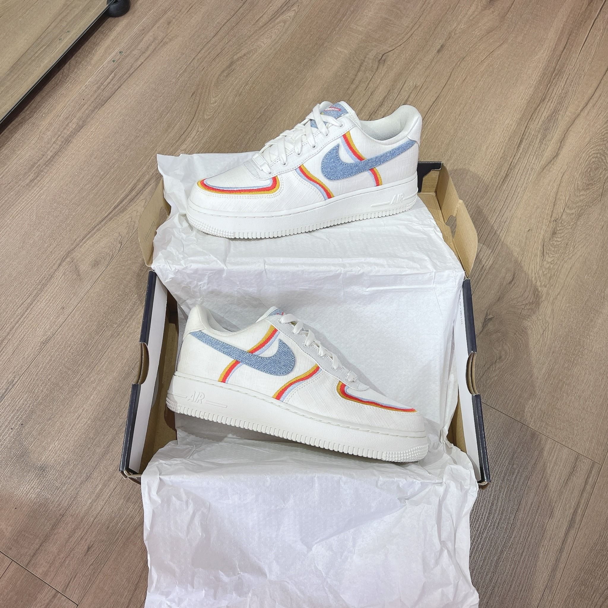 0764 - HÀNG CHÍNH HÃNG - GIÀY NIKE AIR FORCE 1 SAIL DENIM SWOOSH MÀU KEM - *CREAM* - CODE: DJ4655 133