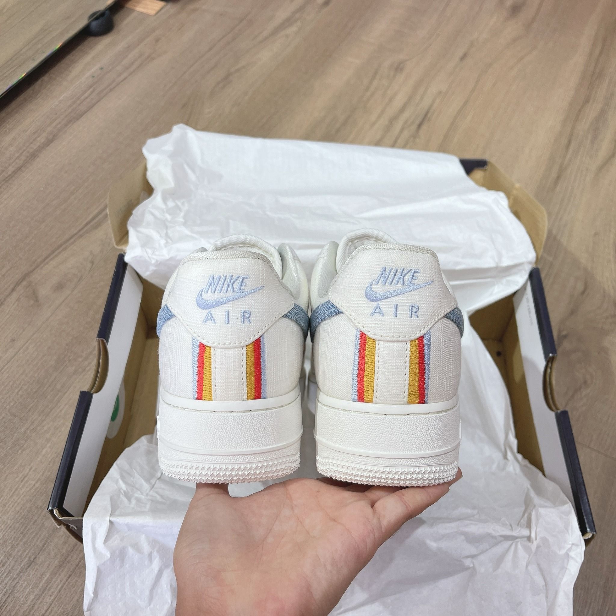 0764 - HÀNG CHÍNH HÃNG - GIÀY NIKE AIR FORCE 1 SAIL DENIM SWOOSH MÀU KEM - *CREAM* - CODE: DJ4655 133