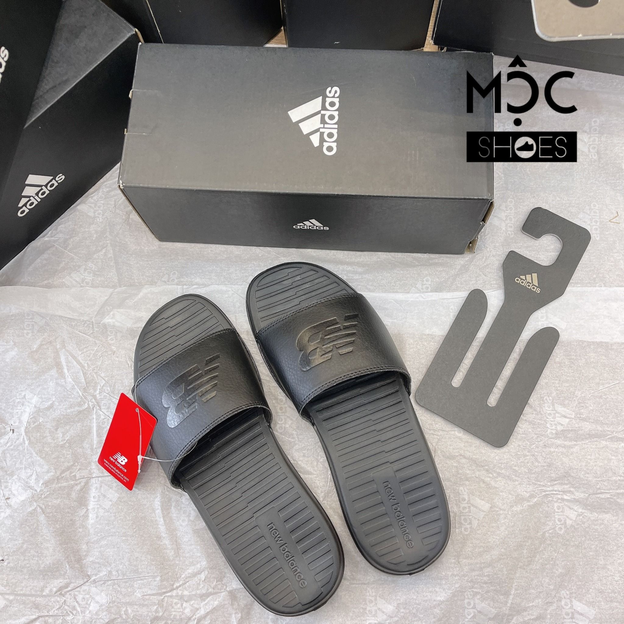 0772 - HÀNG CHÍNH HÃNG - DÉP QUAI NGANG NEW BALANCE ALL BLACK MÀU ĐEN - *BLACK* - CODE: SD130SB