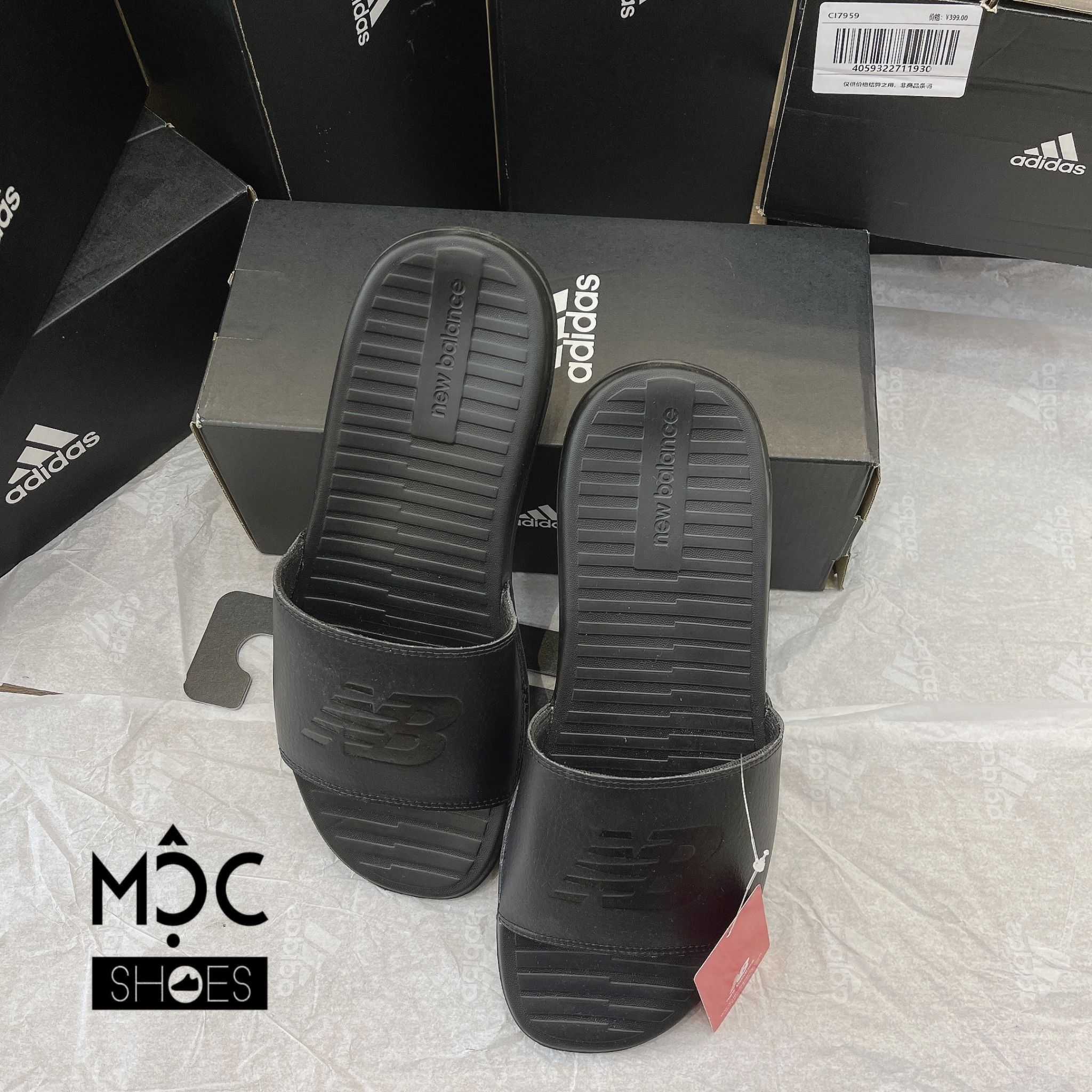 0772 - HÀNG CHÍNH HÃNG - DÉP QUAI NGANG NEW BALANCE ALL BLACK MÀU ĐEN - *BLACK* - CODE: SD130SB