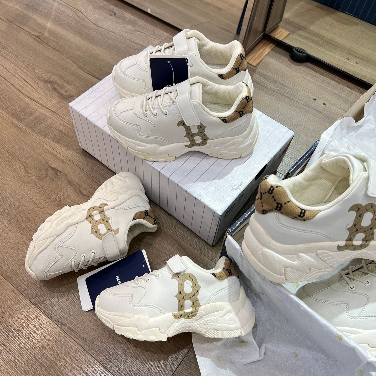0794 - HÀNG CHÍNH HÃNG - GIÀY TRẺ EM MLB KID MONOGRAM MÀU BE NÂU - *BEIGE* - CODE: 7ASHCM11N