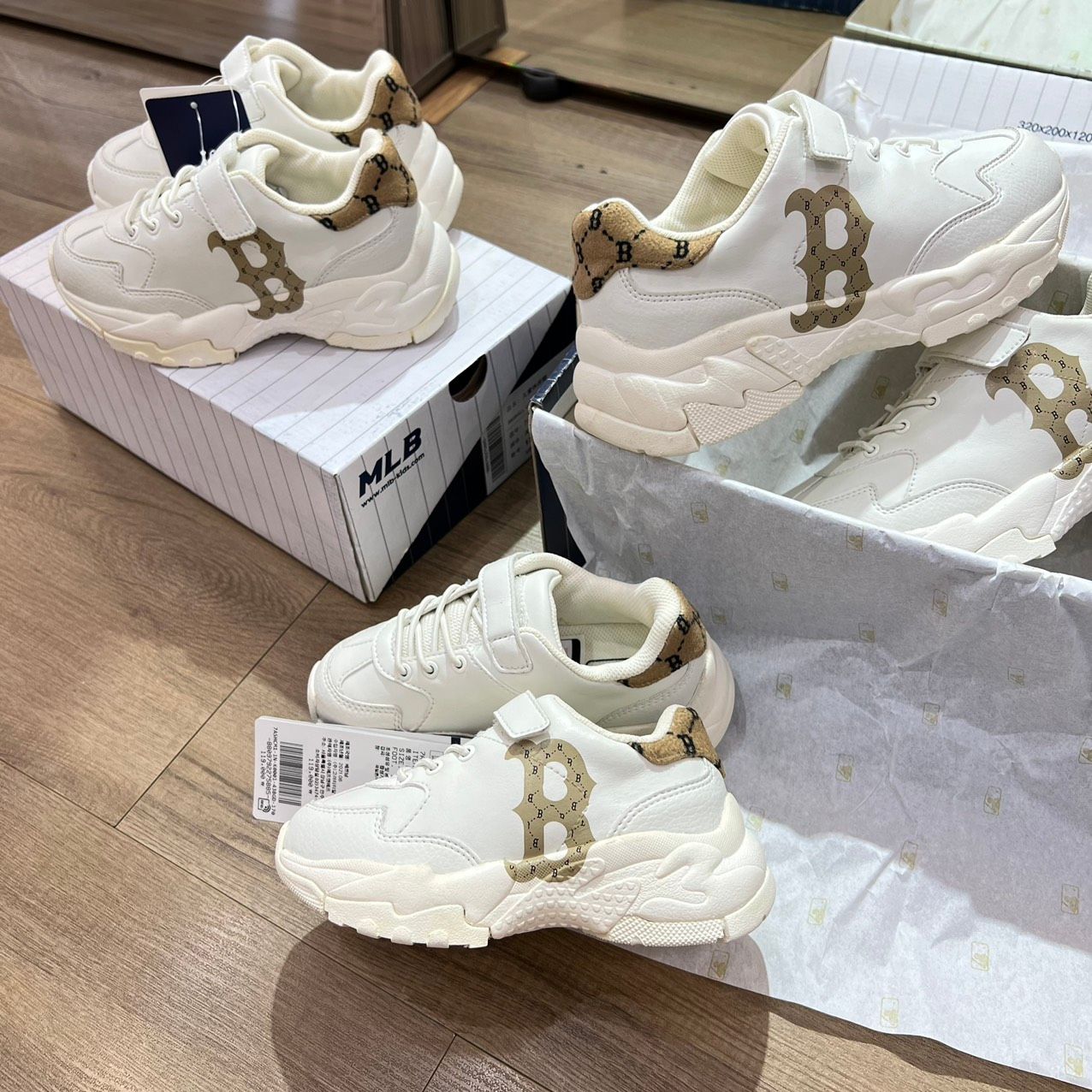 0794 - HÀNG CHÍNH HÃNG - GIÀY TRẺ EM MLB KID MONOGRAM MÀU BE NÂU - *BEIGE* - CODE: 7ASHCM11N