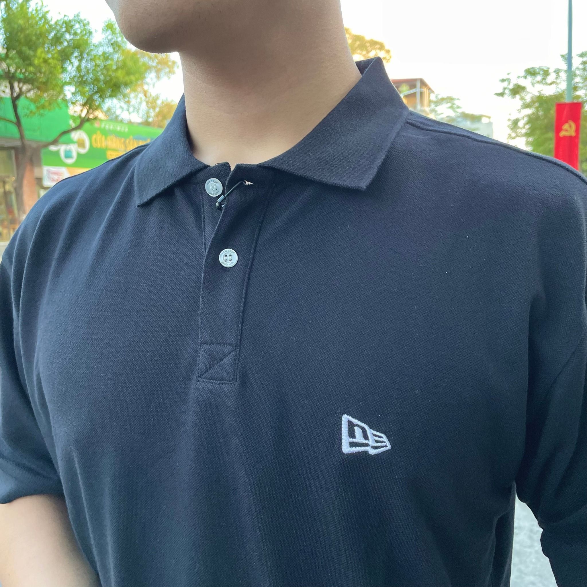  0834 - HÀNG CHÍNH HÃNG - ÁO POLO NEW ERA LOGO NEW ERA *MÀU ĐEN* - CODE: 13113670 