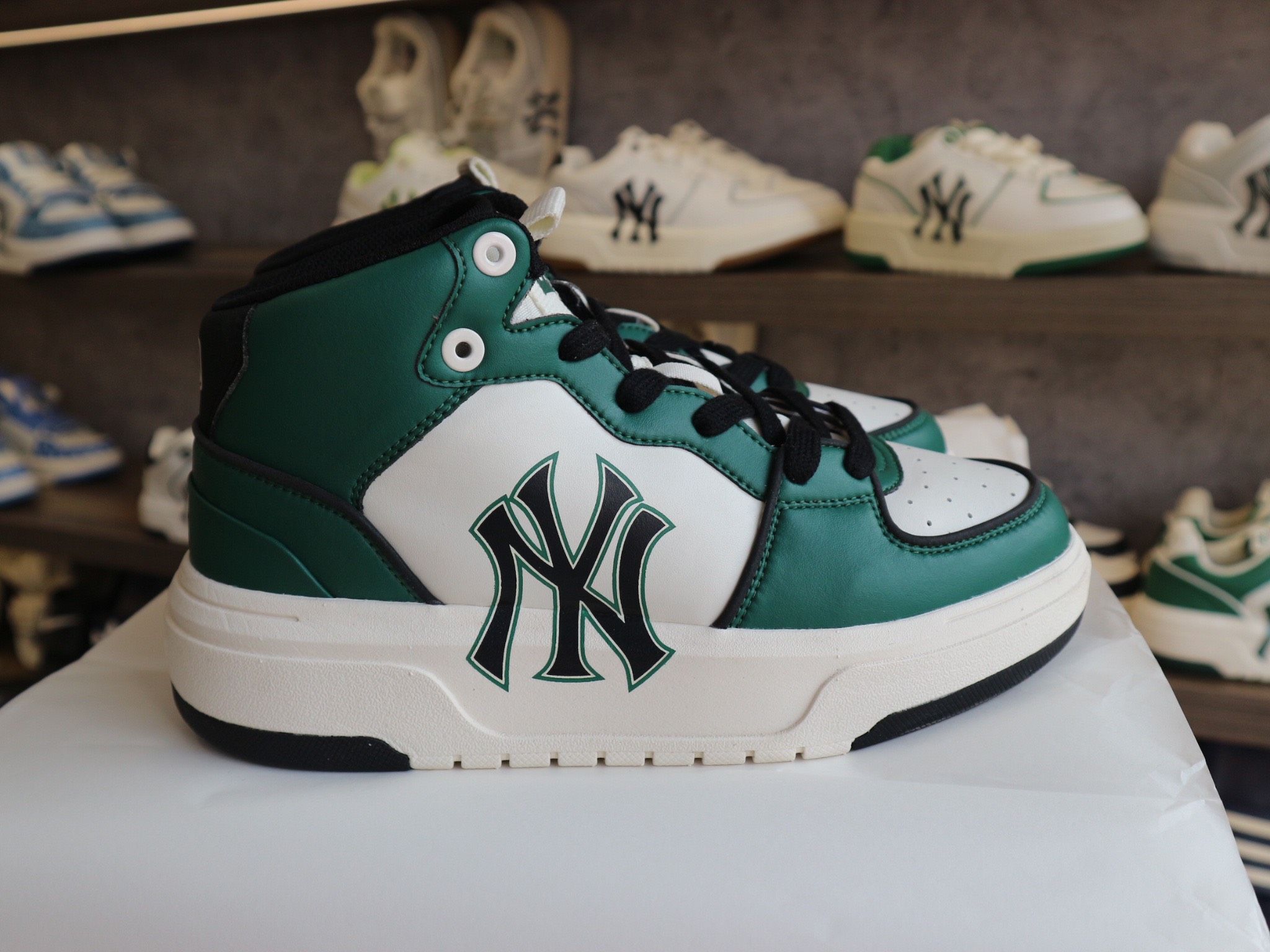 0840 - HÀNG CHÍNH HÃNG - GIÀY MLB CHUNKY LINER HIGH MONOGRAM MÀU XANH LÁ - *GREEN/BLACK* - CODE: 3ASXCB12N-50GND