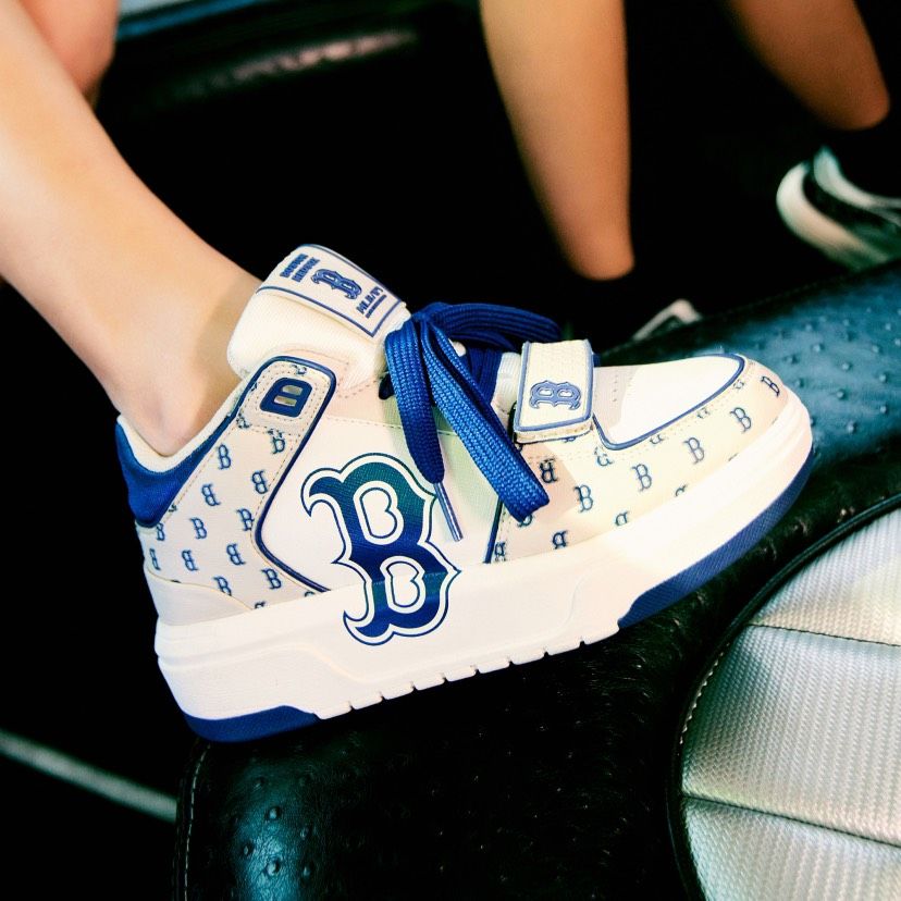 0837 - HÀNG CHÍNH HÃNG - GIÀY MLB CHUNKY LINER MID MONOGRAM BOSTON MÀU BE NAVY - *BEIGE/NAVY* - CODE: 3ASXLM13N-43BGL