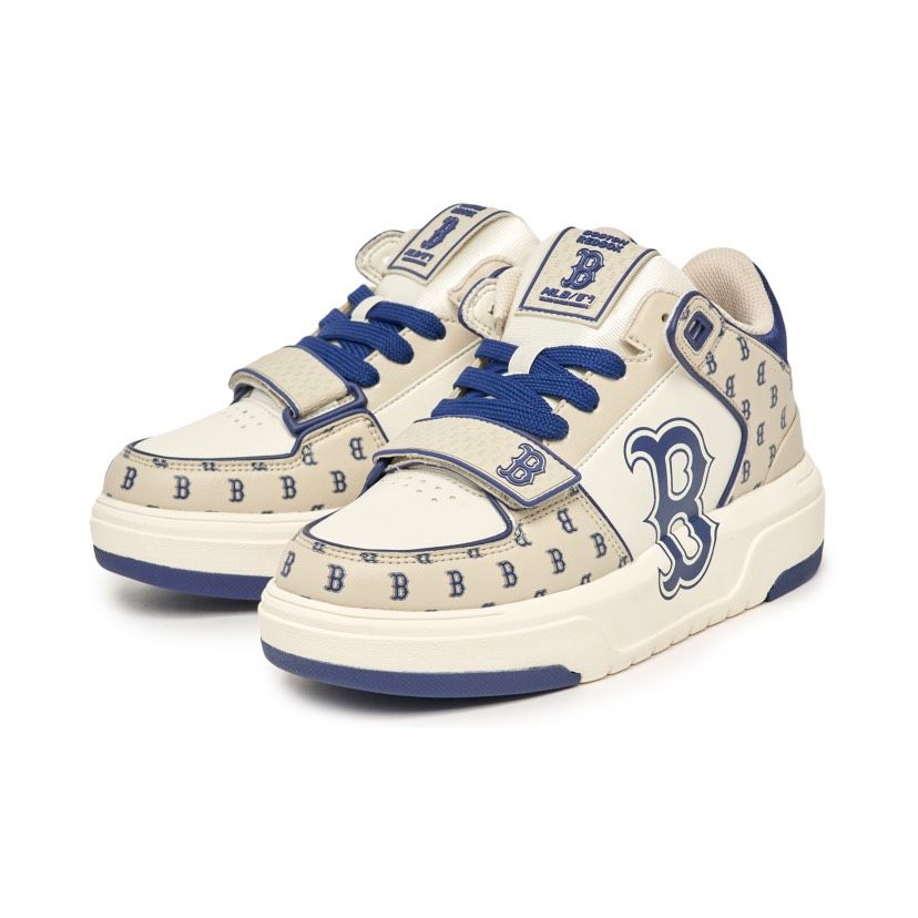 0837 - HÀNG CHÍNH HÃNG - GIÀY MLB CHUNKY LINER MID MONOGRAM BOSTON MÀU BE NAVY - *BEIGE/NAVY* - CODE: 3ASXLM13N-43BGL
