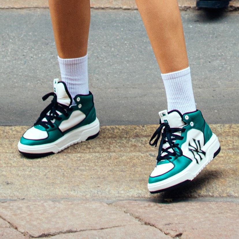 0840 - HÀNG CHÍNH HÃNG - GIÀY MLB CHUNKY LINER HIGH MONOGRAM MÀU XANH LÁ - *GREEN/BLACK* - CODE: 3ASXCB12N-50GND