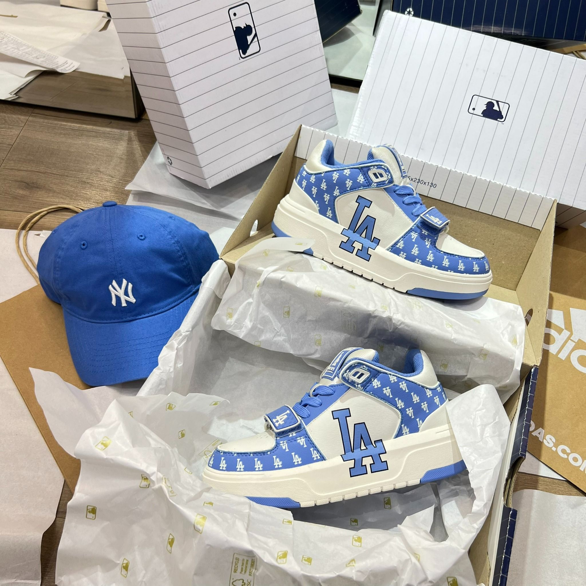 0845 - HÀNG CHÍNH HÃNG - GIÀY MLB CHUNKY LINER MID MONOGRAM LA MÀU XANH BLUE - *BLUE/WHITE* - CODE: 3ASXLM13N
