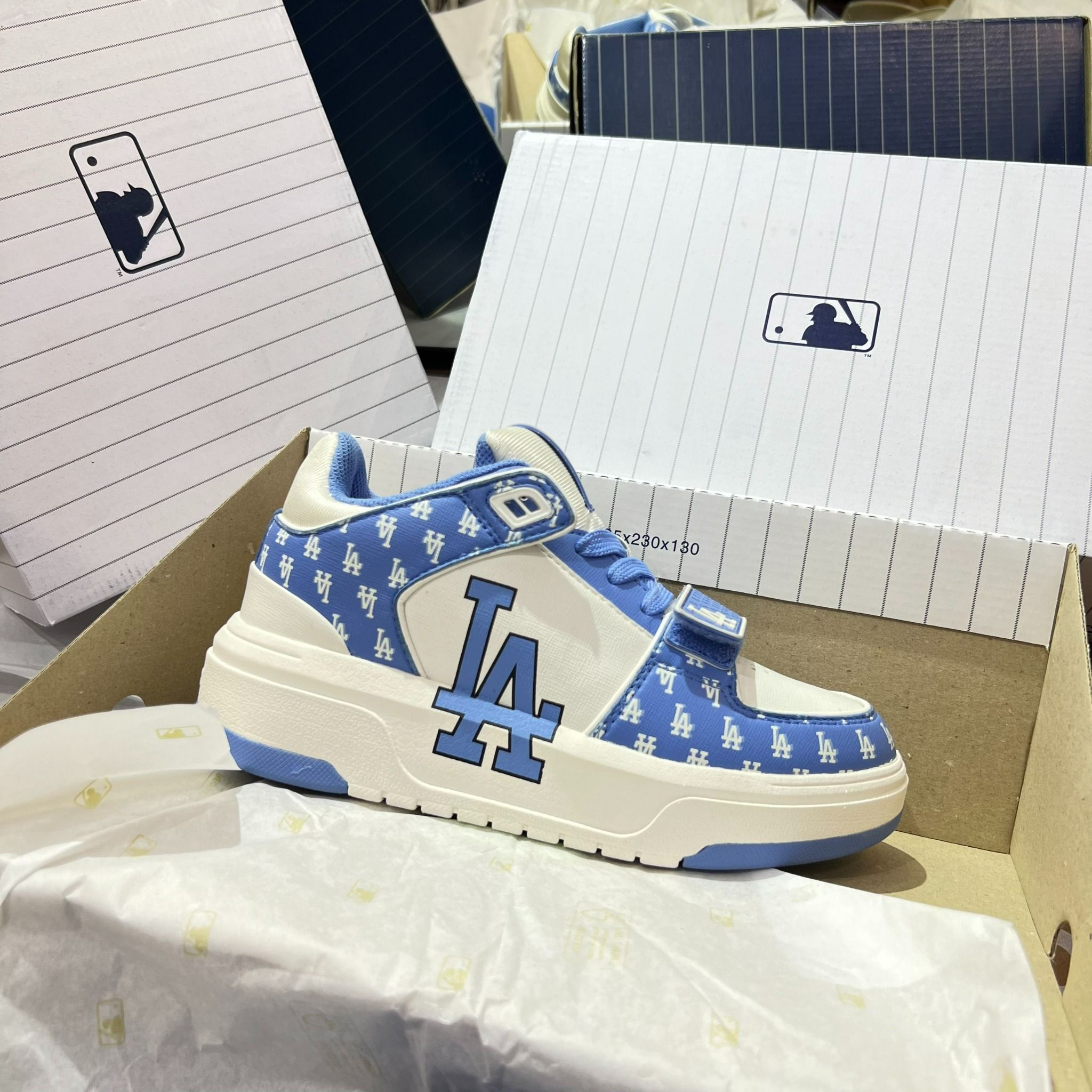 0845 - HÀNG CHÍNH HÃNG - GIÀY MLB CHUNKY LINER MID MONOGRAM LA MÀU XANH BLUE - *BLUE/WHITE* - CODE: 3ASXLM13N