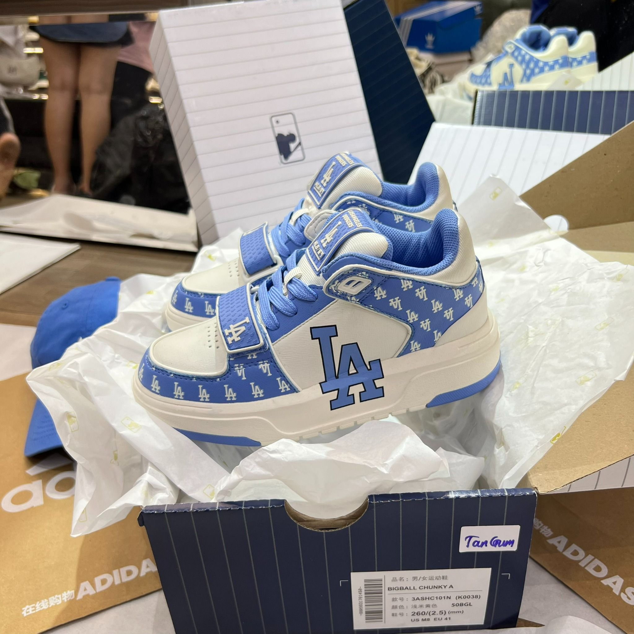 0845 - HÀNG CHÍNH HÃNG - GIÀY MLB CHUNKY LINER MID MONOGRAM LA MÀU XANH BLUE - *BLUE/WHITE* - CODE: 3ASXLM13N