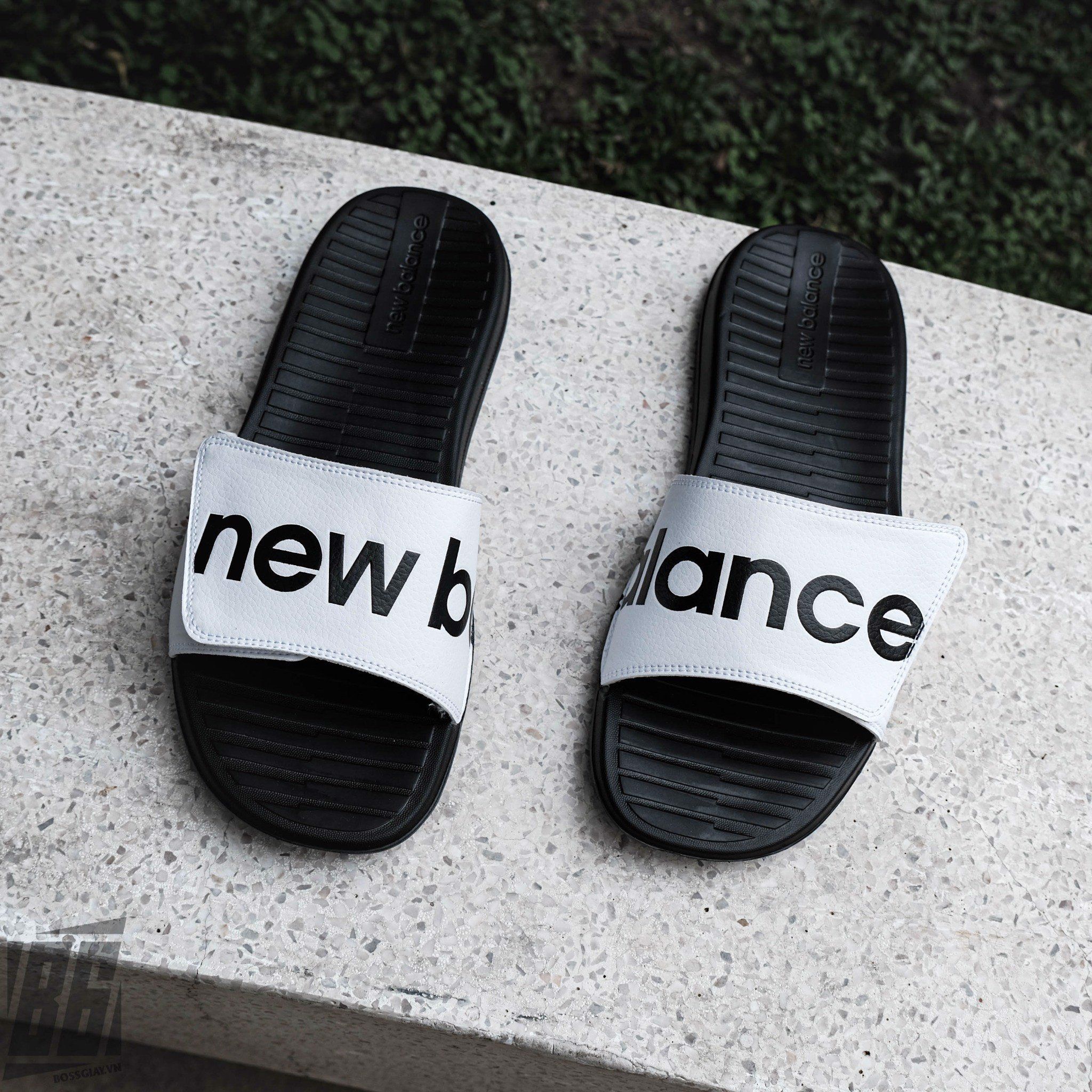 0846 - HÀNG CHÍNH HÃNG - DÉP QUAI DÁN NEW BALANCE MÀU TRẮNG CHỮ ĐEN - *WHITE* - CODE: SDL230WT