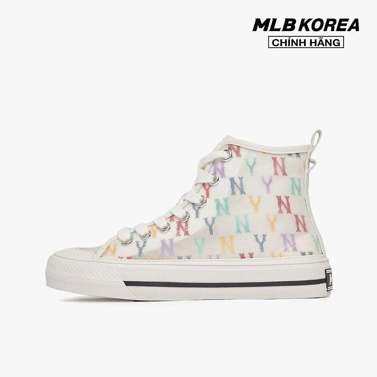0851 - HÀNG CHÍNH HÃNG - GIÀY MLB PLAYBALL HIGH MONOGRAM MESH MÀU MULTICOLOR - *CREAM/COLOR* - CODE: 3ACVCMM2N-50IVS