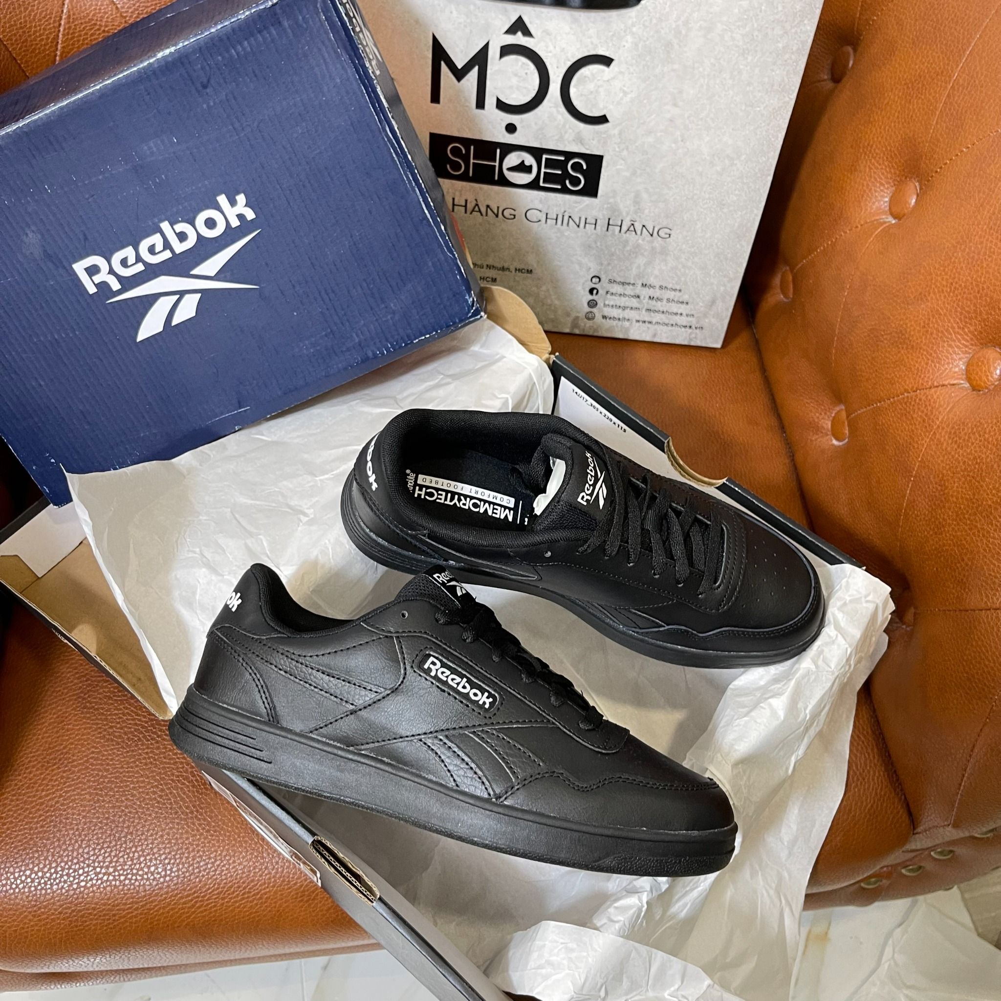 0938 - *CHÍNH HÃNG* - GIÀY REEBOK - ĐẾ BẰNG - FULL ĐEN (5437)