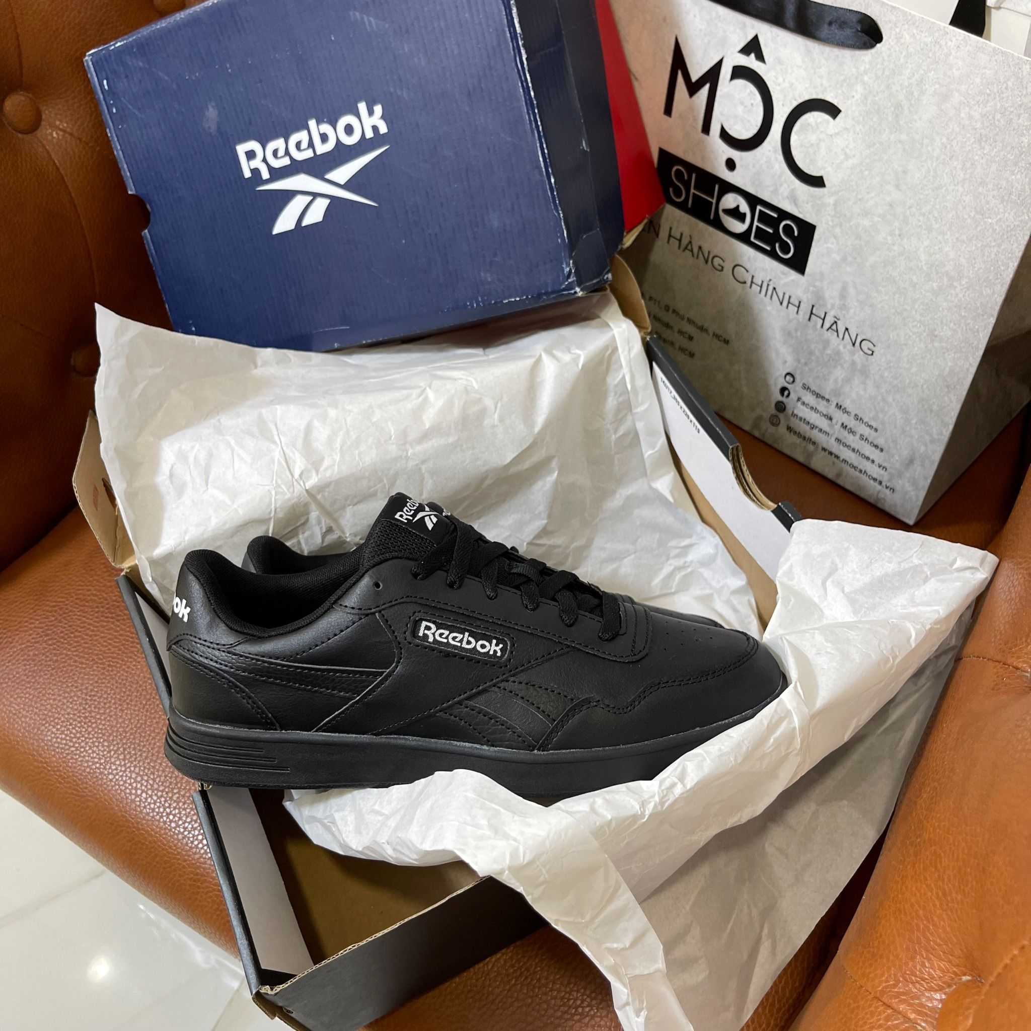 0938 - *CHÍNH HÃNG* - GIÀY REEBOK - ĐẾ BẰNG - FULL ĐEN (5437)