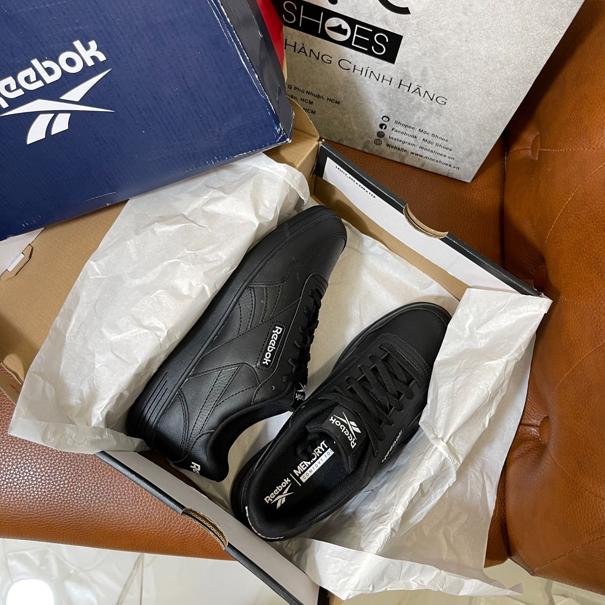 0938 - *CHÍNH HÃNG* - GIÀY REEBOK - ĐẾ BẰNG - FULL ĐEN (5437)